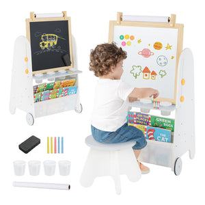 4-in-1 kids activity easel table set with stool for creative learning