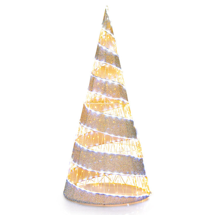 5-Foot Pre-Lit Christmas Cone Tree with 550 Warm & Cold White LED Lights for Outdoor Decor