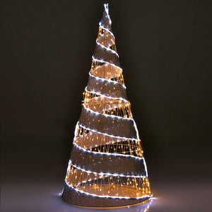 5-Foot Pre-Lit Christmas Cone Tree with 550 Warm & Cold White LED Lights for Outdoor Decor