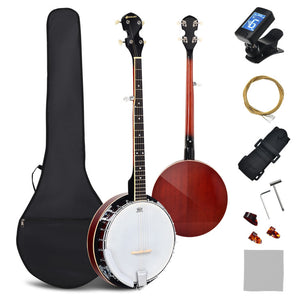 5-String Banjo with Geared Tuning & Protective Case - Perfect for All Skill Levels