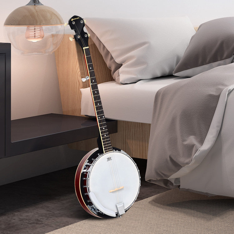 5-String Banjo with Geared Tuning & Protective Case - Perfect for All Skill Levels