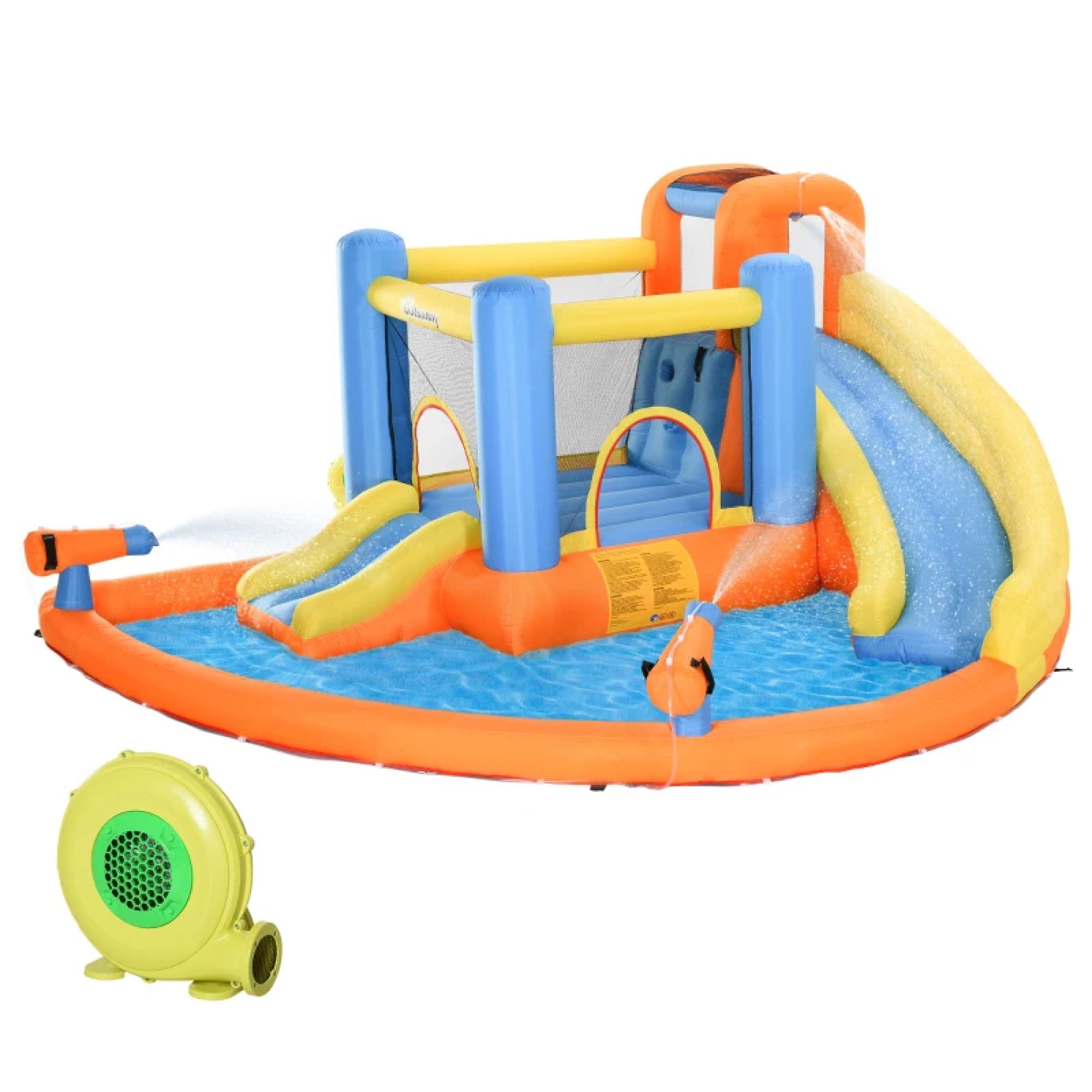 5-in-1 Kids Inflatable Bounce House Jumping Castle with Water Pool, Slide, Climbing Walls & 2 Water Guns