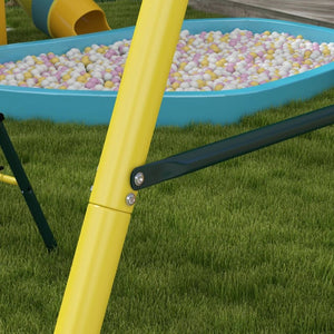 5-in-1 Metal Swing Set for Backyard, Holds 440 lbs, Ages 3-8, Yellow