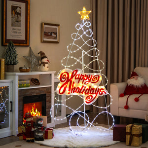 5.6 FT Colorful Outdoor Christmas Tree with 216 LED Lights & 6 Lighting Modes