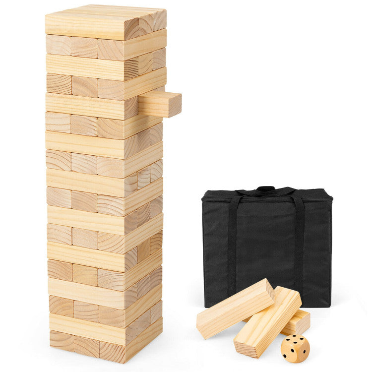 54-Piece Tumbling Timber Toy Set with Carrying Bag – Fun for Kids and Family