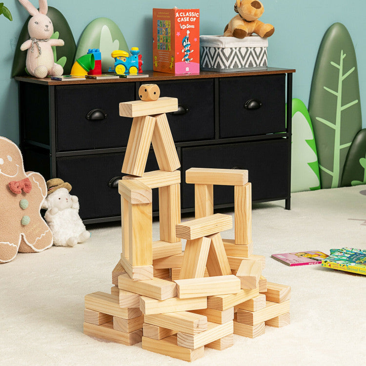 54-Piece Tumbling Timber Toy Set with Carrying Bag – Fun for Kids and Family