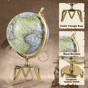 5 8 10 Inch Educational Geographic World Globe with Triangle Metal Stand