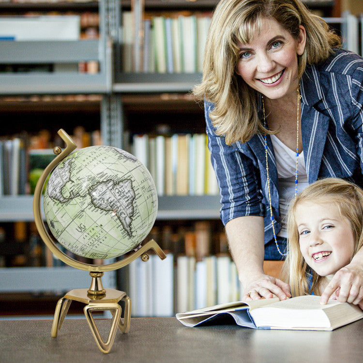 5 8 10 Inch Educational Geographic World Globe with Triangle Metal Stand