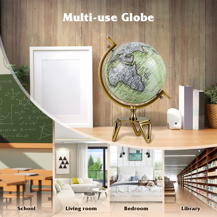 5 8 10 Inch Educational Geographic World Globe with Triangle Metal Stand