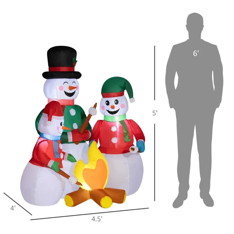 5 FT Inflatable Christmas Snowman Family with LED Lights for Indoor & Outdoor Decor