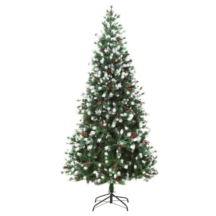 5' Snow-Flocked Fir Artificial Christmas Tree with Realistic Branches & Red Berries