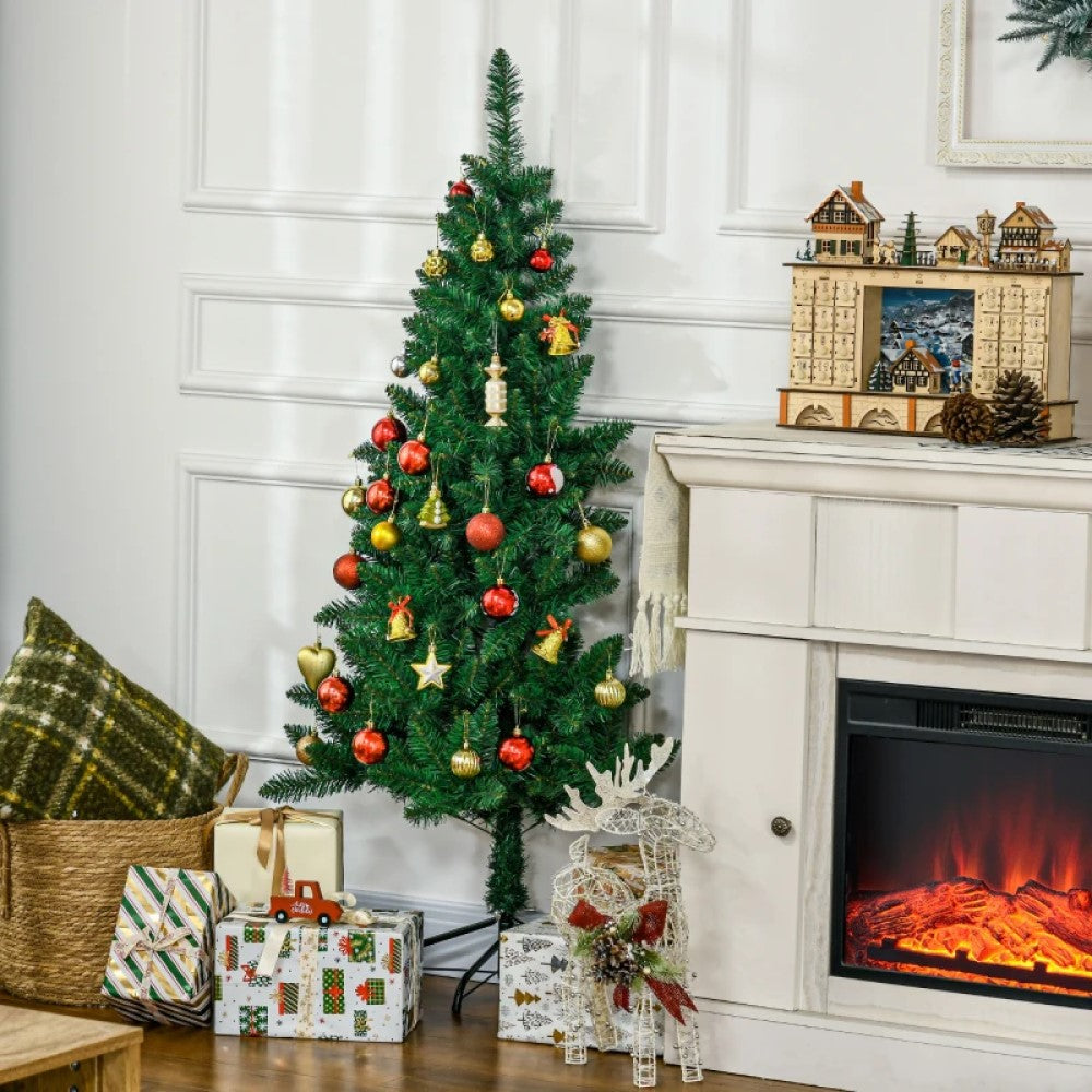 5' and 7' Artificial Half Christmas Trees with Auto Open, Steel Base, Indoor Holiday Decor