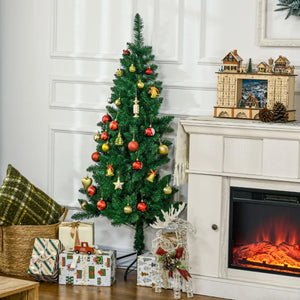5' and 7' Artificial Half Christmas Trees with Auto Open, Steel Base, Indoor Holiday Decor