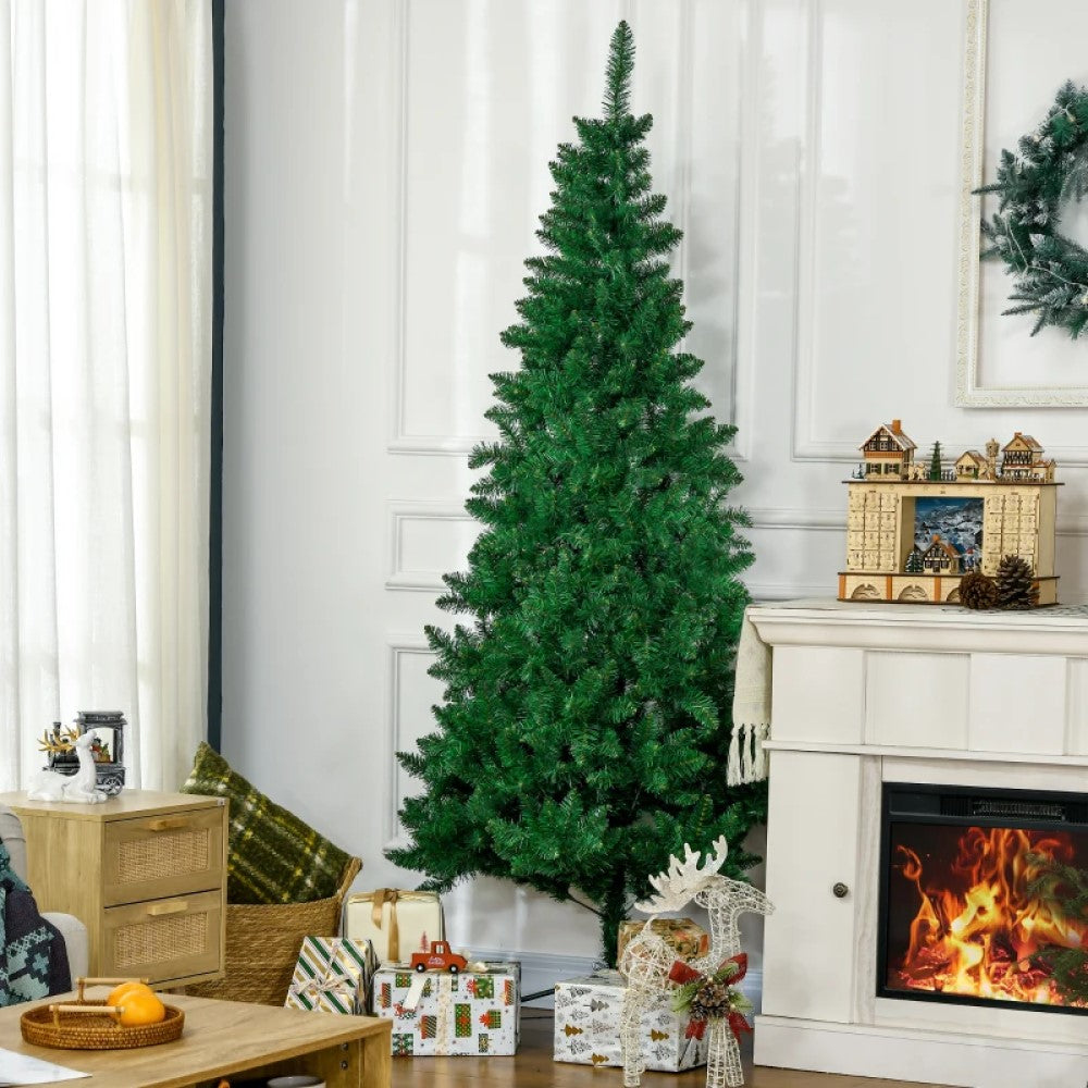 5' and 7' Artificial Half Christmas Trees with Auto Open, Steel Base, Indoor Holiday Decor