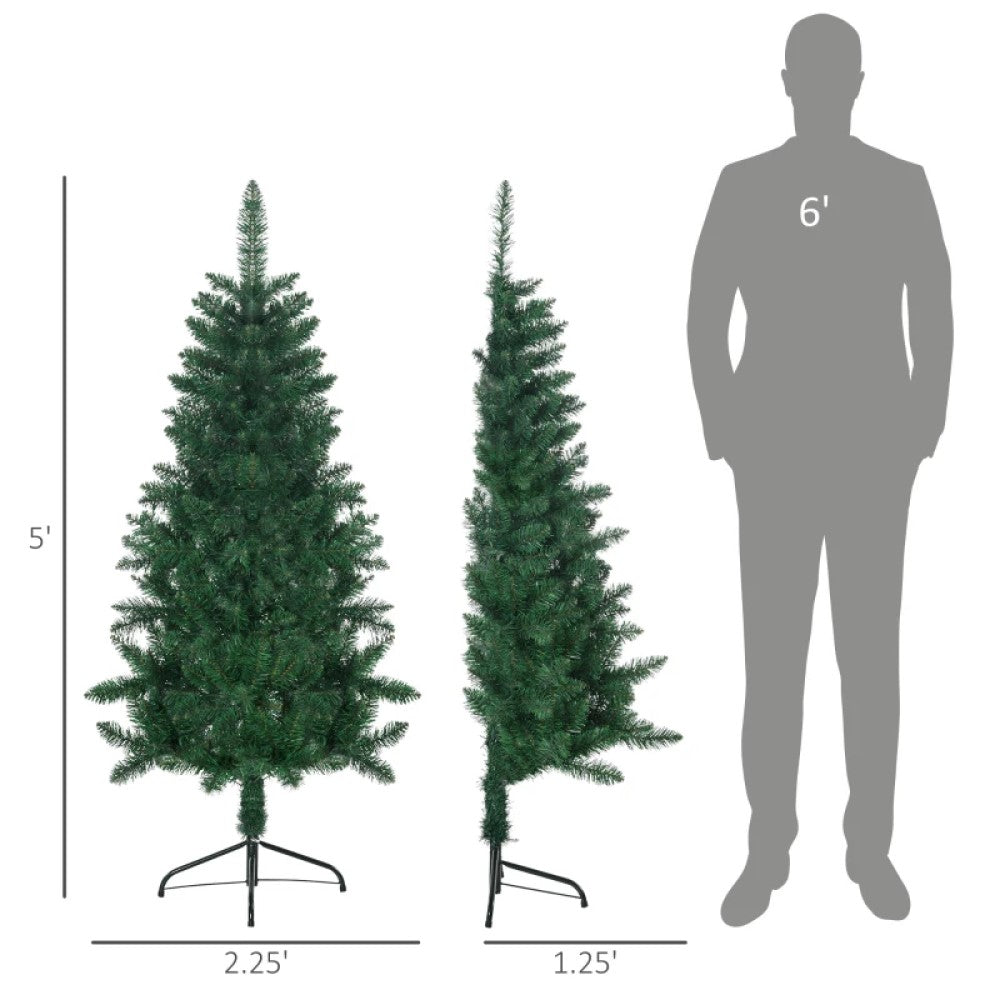5' and 7' Artificial Half Christmas Trees with Auto Open, Steel Base, Indoor Holiday Decor