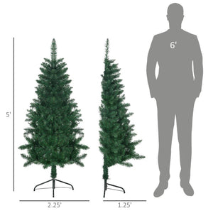 5' and 7' Artificial Half Christmas Trees with Auto Open, Steel Base, Indoor Holiday Decor