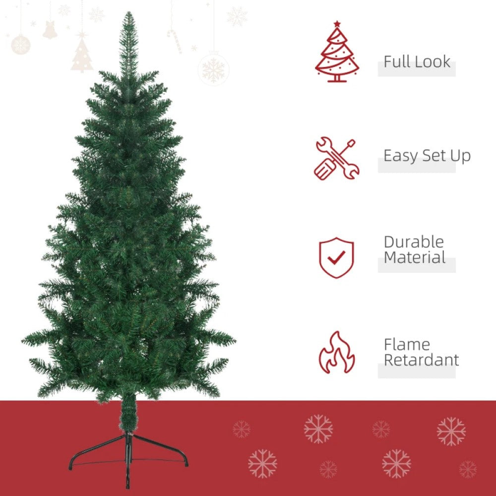 5' and 7' Artificial Half Christmas Trees with Auto Open, Steel Base, Indoor Holiday Decor