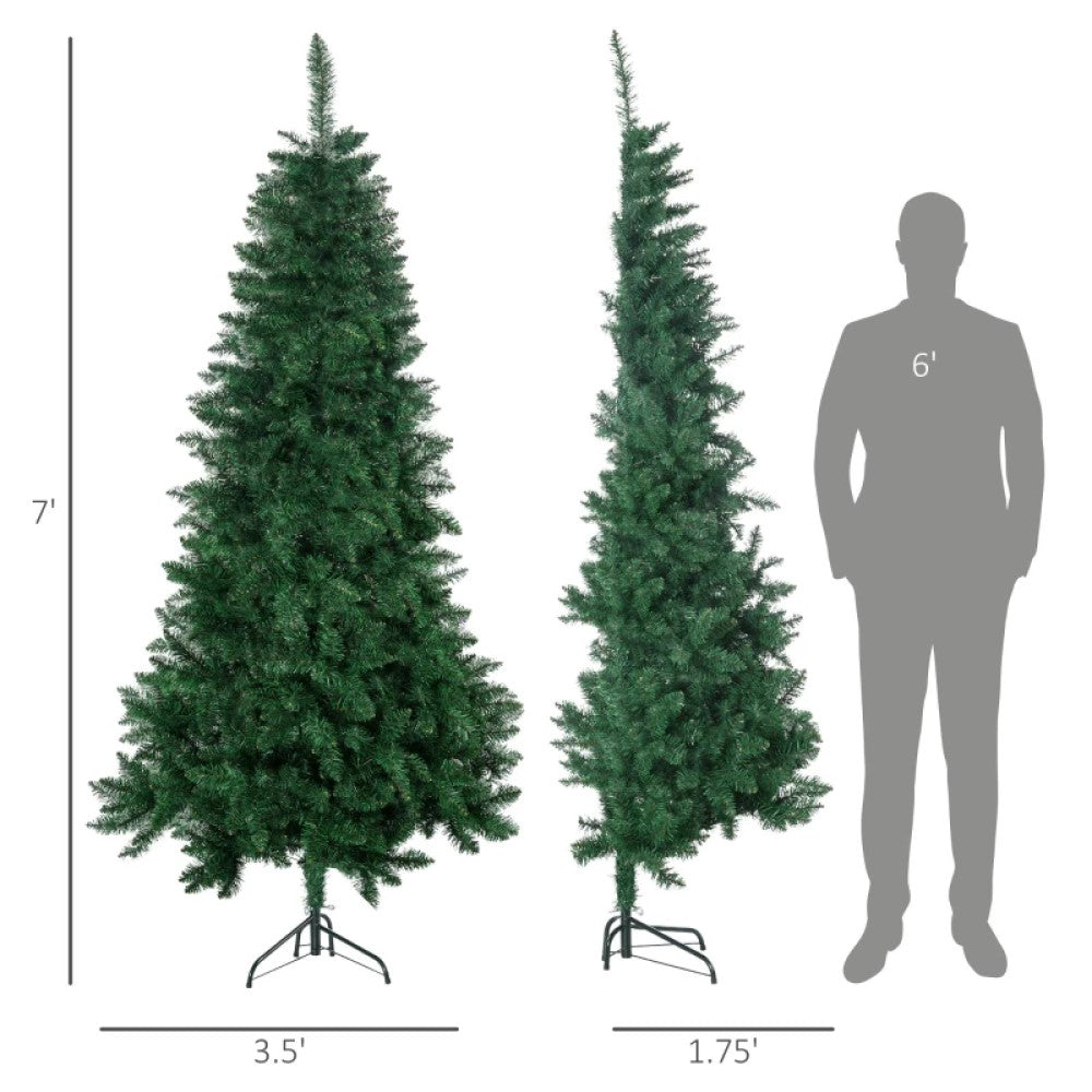 5' and 7' Artificial Half Christmas Trees with Auto Open, Steel Base, Indoor Holiday Decor