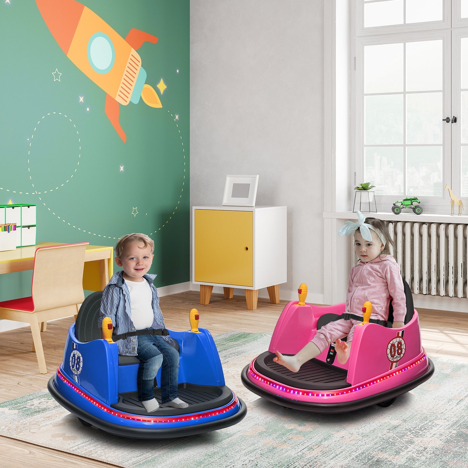 Rev Up the Fun with Our 6V 7A.h Bumper Car - Perfect for Kids and Adults Alike Pink