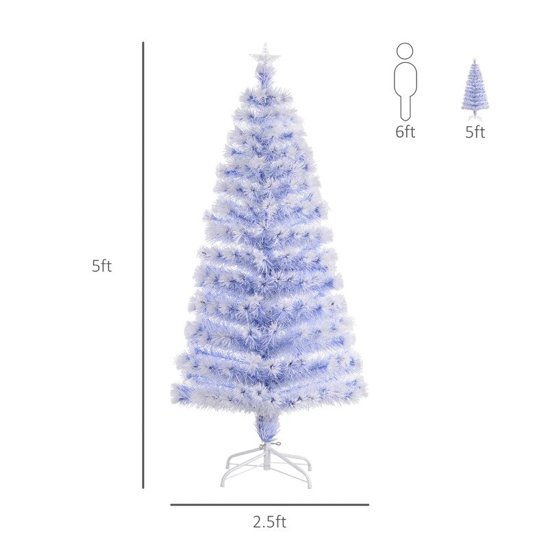 5ft Pre-Lit Douglas Fir Christmas Tree with Multi-Color LEDs & Fiber Optics