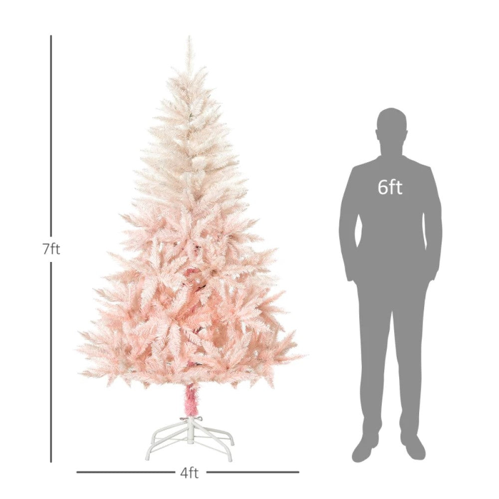 5ft and 7ft Unlit Pink Spruce Artificial Christmas Tree with Realistic Branches, 450 and 1000 Tips