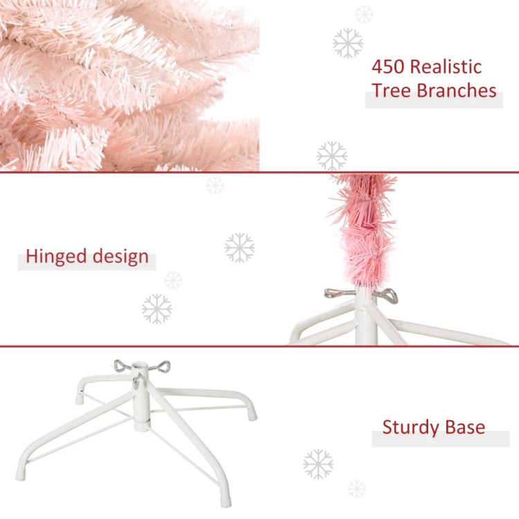 5ft and 7ft Unlit Pink Spruce Artificial Christmas Tree with Realistic Branches, 450 and 1000 Tips