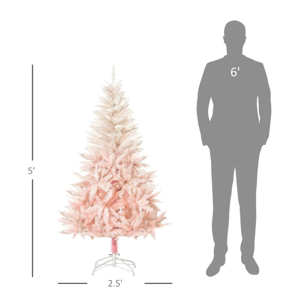 5ft and 7ft Unlit Pink Spruce Artificial Christmas Tree with Realistic Branches, 450 and 1000 Tips