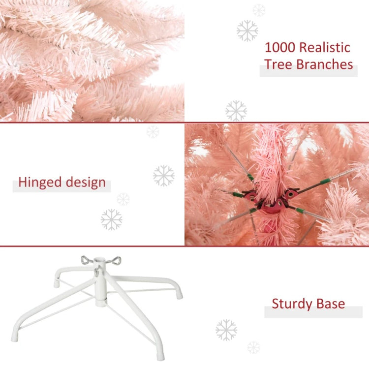 5ft and 7ft Unlit Pink Spruce Artificial Christmas Tree with Realistic Branches, 450 and 1000 Tips