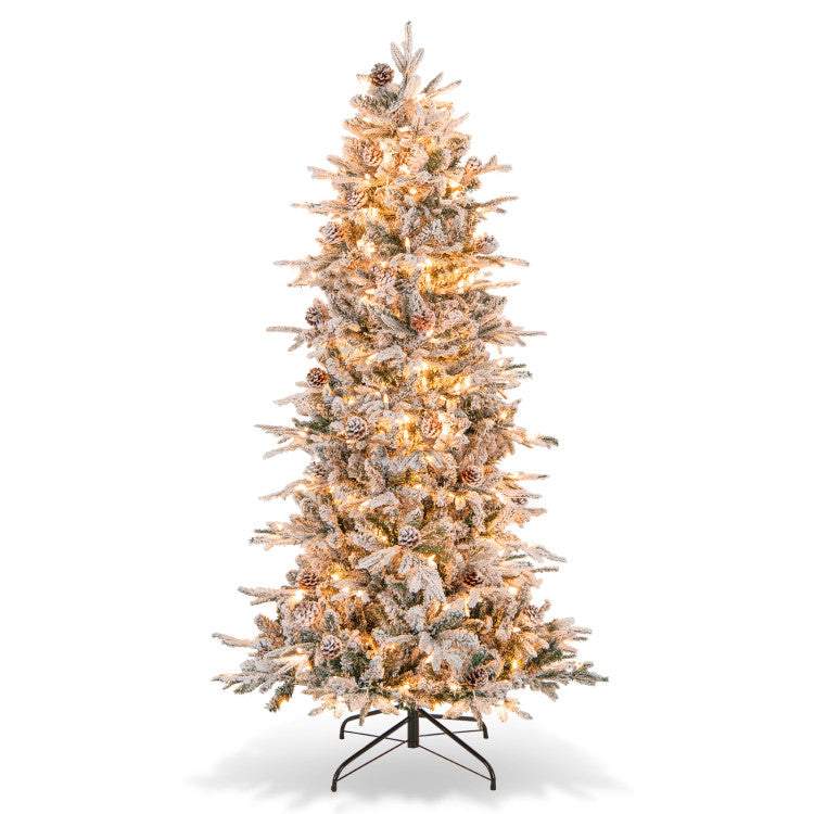 6/7.5 Feet Pre-Lit Artificial Christmas Tree with LED Lights - Holiday Decoration Tree