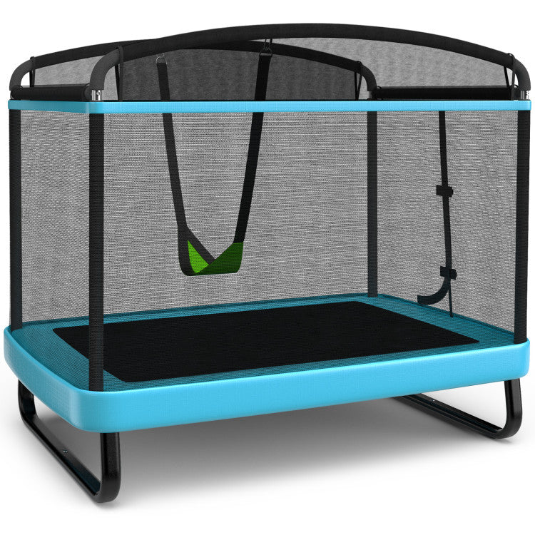 6-Foot Kids Trampoline with Swing & Safety Net - Compact, Fun, and Safe Outdoor Play