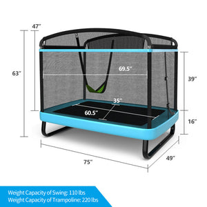 6-Foot Kids Trampoline with Swing & Safety Net - Compact, Fun, and Safe Outdoor Play