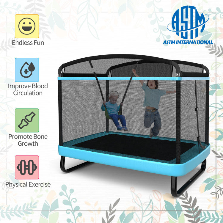 6-Foot Kids Trampoline with Swing & Safety Net - Compact, Fun, and Safe Outdoor Play