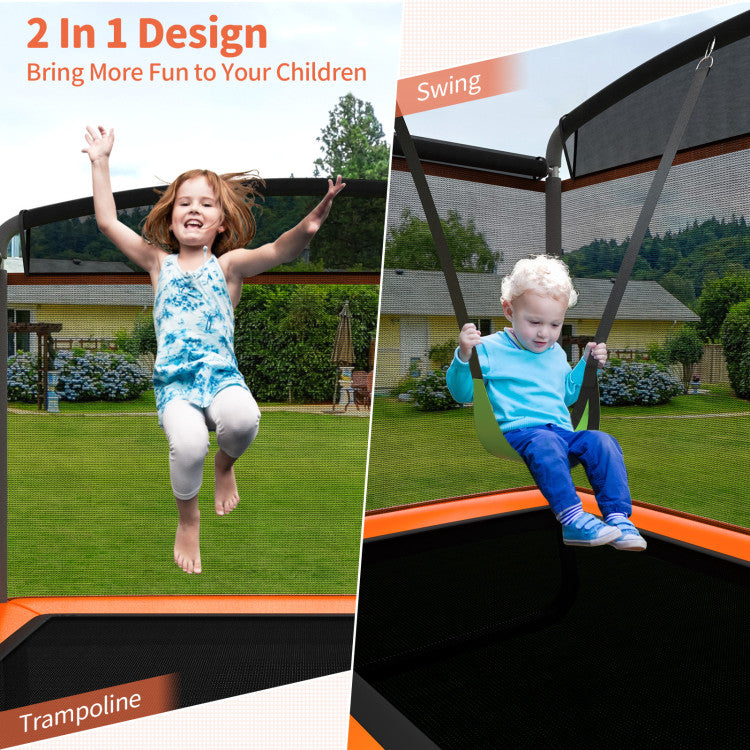 6-Foot Kids Trampoline with Swing & Safety Net - Compact, Fun, and Safe Outdoor Play