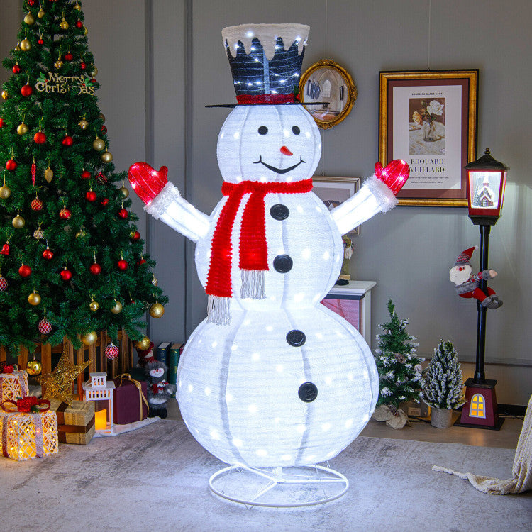 6-Foot Lighted Snowman with Top Hat and Red Scarf – Outdoor Christmas Decoration