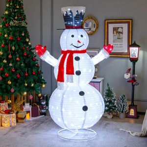 6-Foot Lighted Snowman with Top Hat and Red Scarf – Outdoor Christmas Decoration