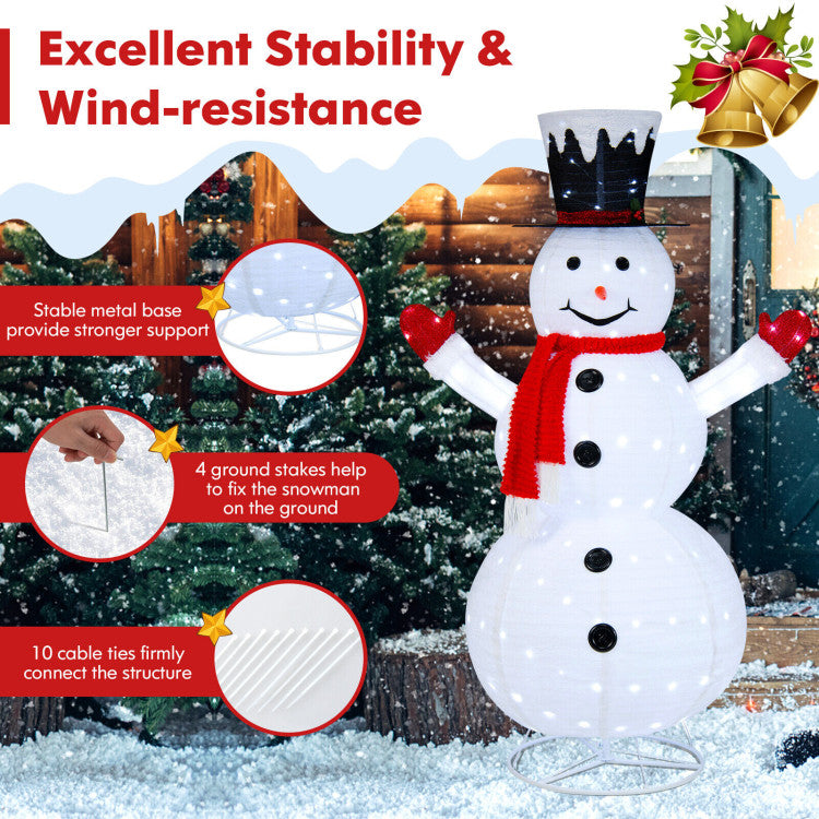 6-Foot Lighted Snowman with Top Hat and Red Scarf – Outdoor Christmas Decoration