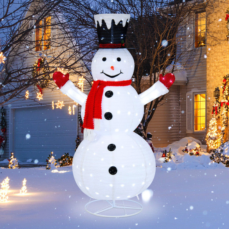 6-Foot Lighted Snowman with Top Hat and Red Scarf – Outdoor Christmas Decoration