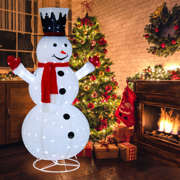 6-Foot Lighted Snowman with Top Hat and Red Scarf – Outdoor Christmas Decoration