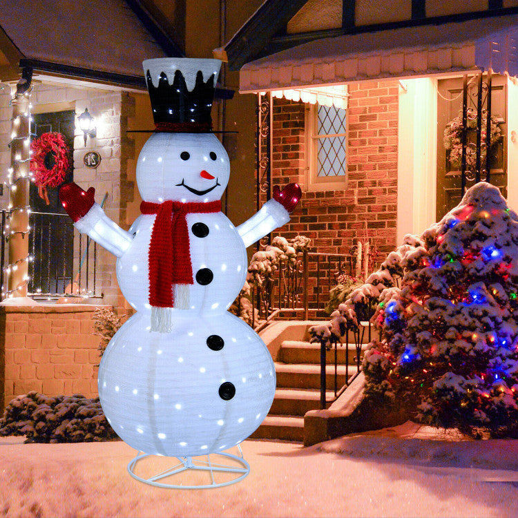 6-Foot Lighted Snowman with Top Hat and Red Scarf – Outdoor Christmas Decoration