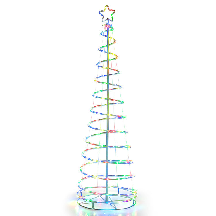 6-Foot Lighted Spiral Christmas Tree with Star Topper – Outdoor LED Holiday Decoration