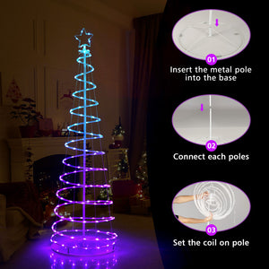 6-Foot Lighted Spiral Christmas Tree with Star Topper – Outdoor LED Holiday Decoration