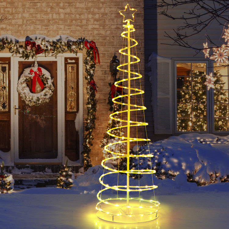 6-Foot Lighted Spiral Christmas Tree with Star Topper – Outdoor LED Holiday Decoration