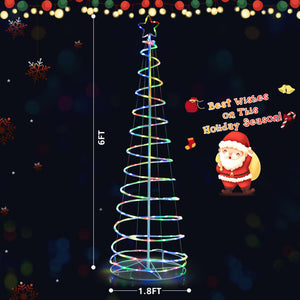 6-Foot Lighted Spiral Christmas Tree with Star Topper – Outdoor LED Holiday Decoration