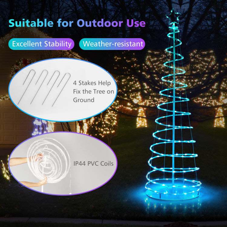 6-Foot Lighted Spiral Christmas Tree with Star Topper – Outdoor LED Holiday Decoration