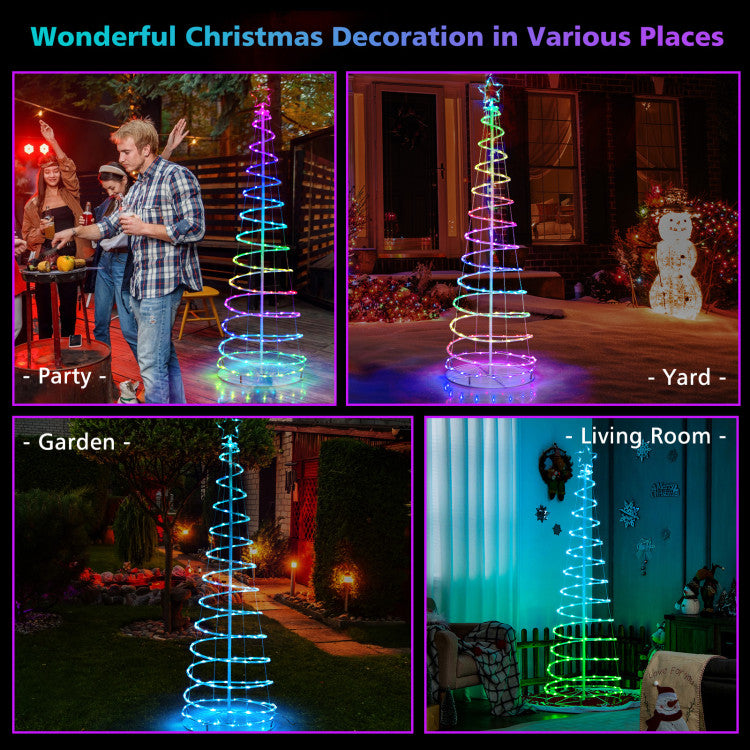 6-Foot Lighted Spiral Christmas Tree with Star Topper – Outdoor LED Holiday Decoration