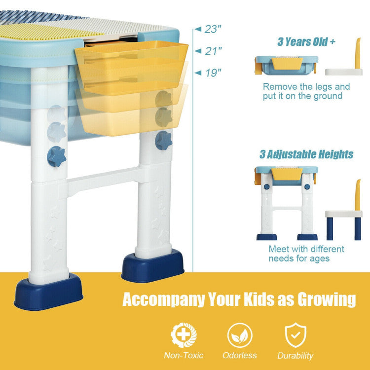 6-in-1 Kids Activity Table Set with Chairs – Multi-Functional Play and Study Desk