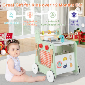 6-in-1 Wooden Baby Stroller & Play Kitchen for Toddlers 12 Months+