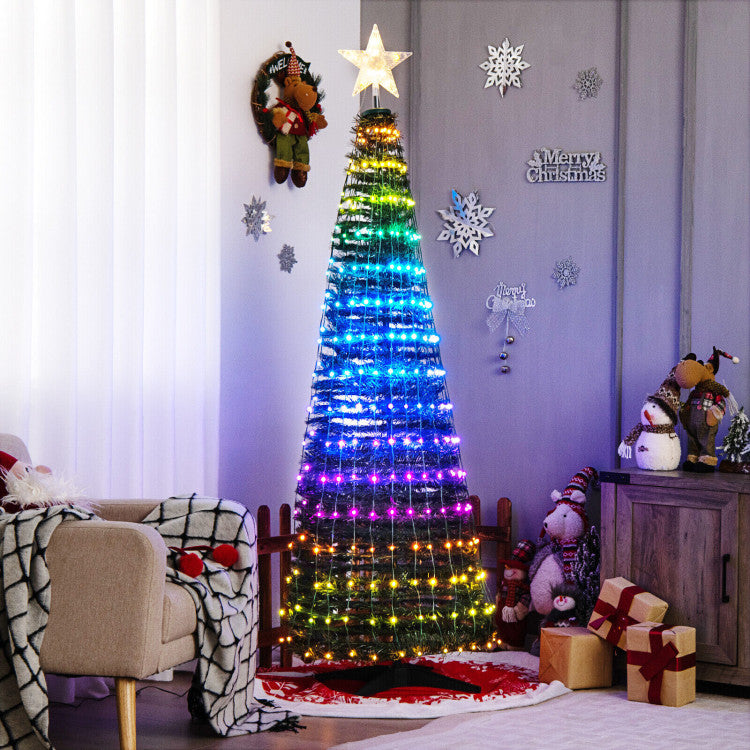 6.2 FT Pop-Up Lighted Christmas Tree with 282 RGB LED Lights for Holiday Decor