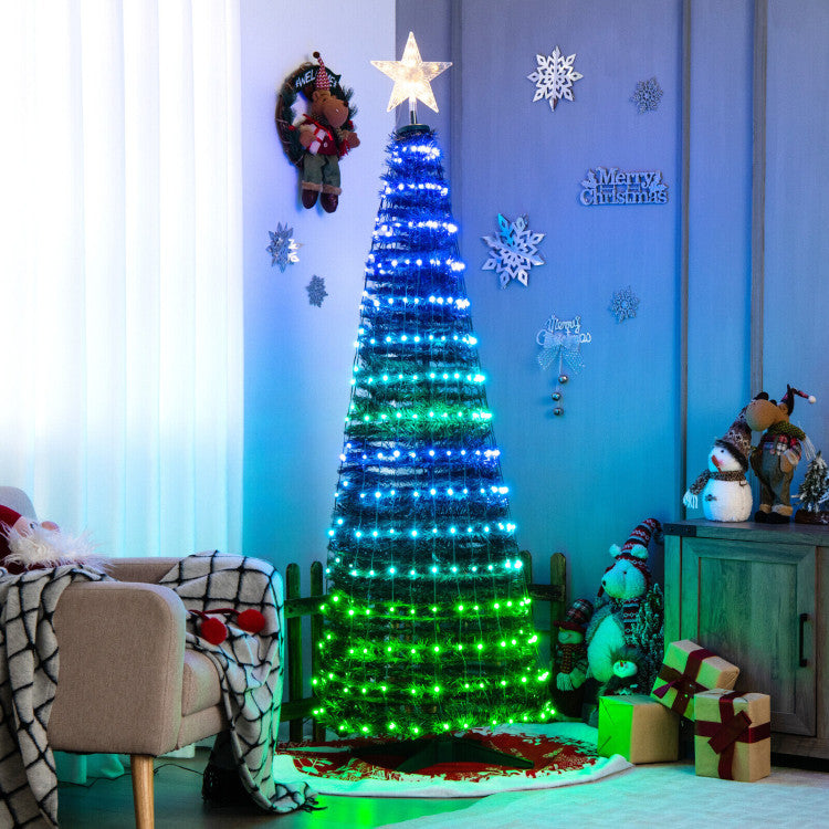 6.2 FT Pop-Up Lighted Christmas Tree with 282 RGB LED Lights for Holiday Decor