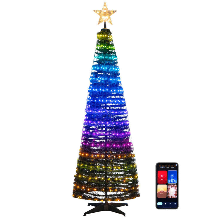 6.2 FT Pop-Up Lighted Christmas Tree with 282 RGB LED Lights for Holiday Decor